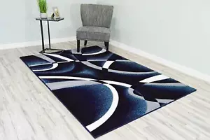 Premium Carved Modern Contemporary Abstract Rug 2305 Navy Blue 2'7''x4' - Picture 1 of 9