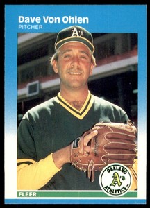 1987 Mint __ Fleer** Dave Von Ohlen Oakland Athletics #408