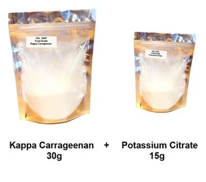 30g of Kappa Carrageenan E407 +15g Potassium citrate E332 - VEGAN VEGETARIAN - Picture 1 of 7