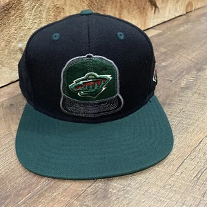 New Minnesota Wild NHL Hockey Adidas SNAPBACK Hat OSFM TRUCKER BLACK - Picture 1 of 7