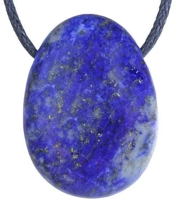 Colgante de gota de lapislázuli perforado con cinta de algodón | Joyería de piedras preciosas - Imagen 1 de 6