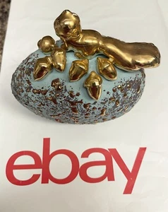 🪺  Ceramic Robin’s Egg Jar Bowl Squirrel VINTAGE ANTIQUE 🥚 Easter - Picture 1 of 9