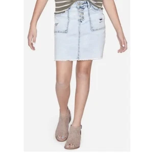 Justice Girl's Size 18 Destructed High Waist Denim Skirt New with Tags - Picture 1 of 3