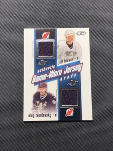 2002-03 PACIFIC HEADS UP FRIESEN/ALLISON/DEADMARSH+ GAME-WORN JERSEY QUADS #1