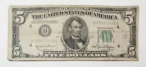 1950 $5 Dollar Bill (Damaged) - Picture 1 of 7