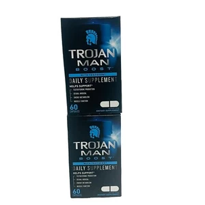 Lot Of 2 Trojan Man Boost Dietary Daily Supplement 60 Capsules Each Exp 10/2025 - Picture 1 of 4