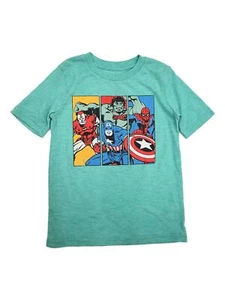 Marvel Comics Boys Green Short Sleeve Captain America Hulk Tee Shirt T-Shirt 7 - Picture 1 of 1