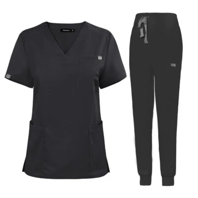 NiaaHinn Men's Medical Scrub Set: V-Neck Top with Drawstring Pants - Image 1 of 4