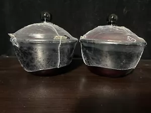 (2) Vtg Holiday 2004 Luminarc Ruby Red Glass Candy Apothecary Jar - UNOPENED - Picture 1 of 4