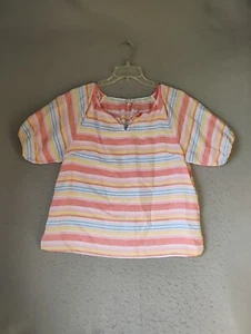 Pullover Talbots para mujer grande multicolor a rayas mezcla de lino manga corta - Imagen 1 de 9