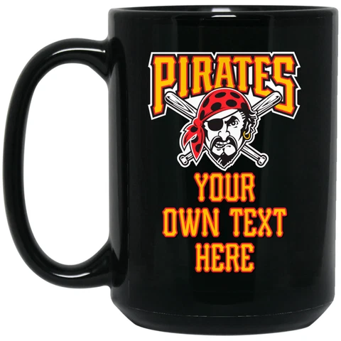 Custom Personalized Pittsburgh Pirates v1 Black 15 oz Ceramic Coffee Mug Cup Cover