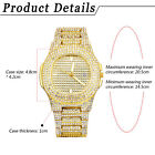 Men's Luxury Iced Watch Bling Full Rhinestone Date Luminous Quartz Wristwatch