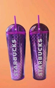 2 Starbucks 2024 Iridescent Purple Dots Dome Lid Cold Cup 24oz Venti Brandneu  - Bild 1 von 8