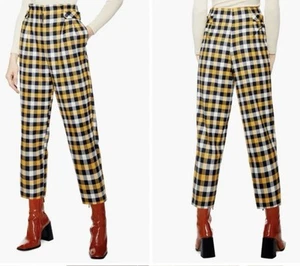 Pantaloni Topshop Tara Check Plaid Twill Crop Tasche Pantaloni 36D01QMUL Taglia 4 #438 - Foto 1 di 14