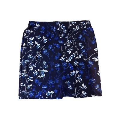 Falda midi Roz & Ali para mujer XL pequeña azul floral hadas cabaña cintura elástica Foto 1 de 4
