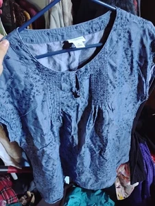 xl lyocell blau liz claiborne bluse fließend basic leicht damen tee ex - Bild 1 von 1