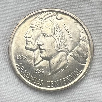 1935 Arkansas Centennial Commemorative .50c Half Dollar Silver Coin - Image 1 of 3