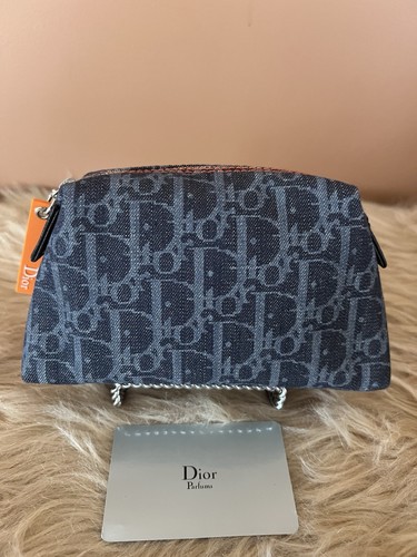 Christian Dior Monogram Flight Trotter borsa cosmetica in tela blu navy One
