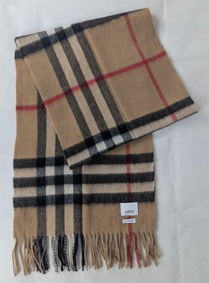 Auténtica bufanda de cachemir Burberry beige | patrón de cuadros unisex | envío rápido Foto 1 de 4