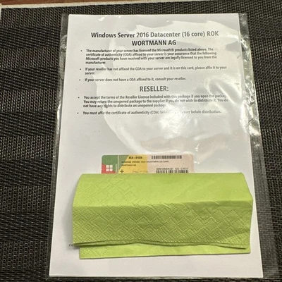 MS Windows 2016 Server Datacenter 16 Core Deutsch  Wortmann USED XEA-01028 - Bild 1 von 2