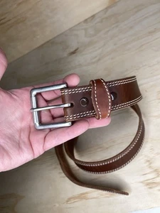 Bullhide belt Hot Dipped Tan Double Stitched brown Quality USA 801637 size 42 - Picture 1 of 17