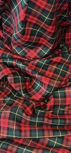 Red Bottle Green Yellow Tartan Poly-Viscose Fabric 58’’ PRICE PER METER - Picture 1 of 2
