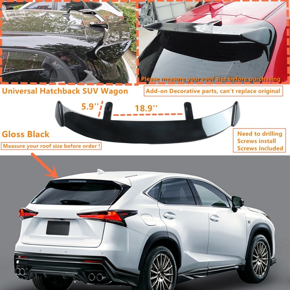 For 2018-2021 Lexus NX300 NX300h Glossy Black Rear Roof Spoiler Wing Universal - Изображение 1 из 4