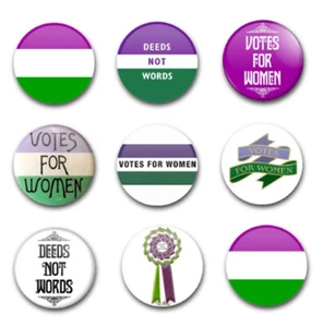 25MM/1" KNOPFABZEICHEN X9 SUFFRAGETTENWERK - Bild 1 von 1