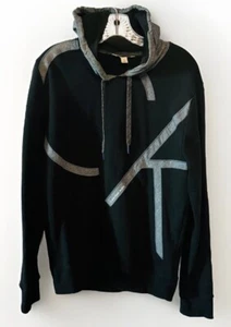 Calvin Klein Jeans Felpa con Cappuccio Uomo Nera Chambray-Peced Logo Pile S - Foto 1 di 6