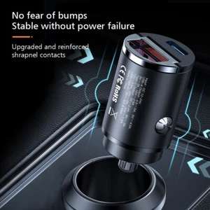Adaptador Cargador 30W Doble Puertos Coche PD Carga Rápida QC 3.0 USB C Para iPhone 15 14 - Imagen 1 de 9