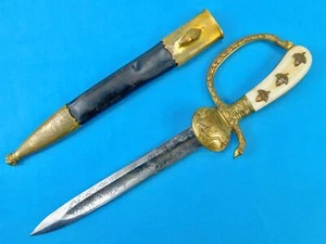 German Germany WW1 Hunting Association Engraved Dagger Knife w/ Scabbard - Picture 1 of 24