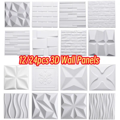 12X 3D PVC Wall Panels Decorative Wall Ceiling Tiles Cladding Wallpaper 50x50CM - Image 1 of 2