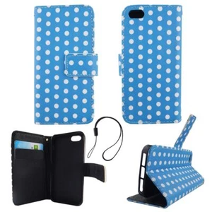 Etui ochronne na Apple iPhone 5 5s SE Polka Dot Blue Pokrowiec Cover Book Style - Zdjęcie 1 z 2