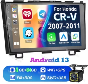 64G +Camera For Honda CRV 2007-2011 Carplay Android 13 Car Stereo Radio GPS Navi - Picture 1 of 17