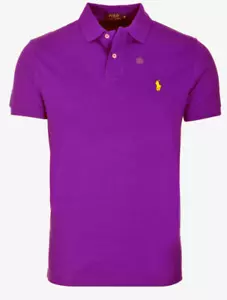 Polo Ralph Lauren Polo Shirt Men's Purple Short Sleeve Custom Fit Top Mesh - Picture 1 of 3