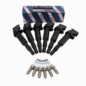 For BMW E60 535i E90 335i Set of Spark Plugs+Ignition Coils Bosch Original - Picture 1 of 3