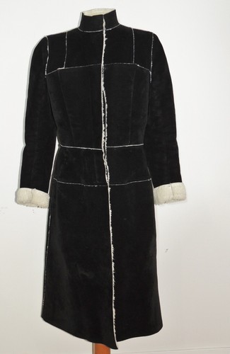 Alexander McQueen Cappotto shearling nero in finta pelle scamosciata Italia SM