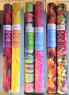 Hallmark NOS Gift Wrapping Paper Short Rolls - Your Choice of 6 Fun Food Designs - Image 1 of 4