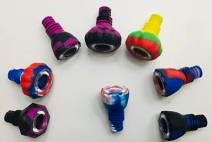 1xSilicone 14mm & 18 mm Male Bowlswith (1) Glass Screen Random Designs FAST SHiP - Picture 1 of 5