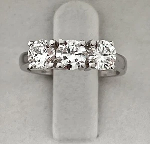 THREE STONE DIAMOND RING 18K 1.50 CARAT VS1 F VG CUT GIA, APPR. RET USD $12,000 - Picture 1 of 12