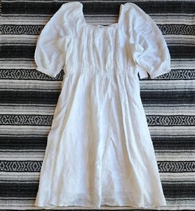 NWT Nordstrom XL Knee Length Half Sleeve Square Neck A-Line Dress White Floral - Picture 1 of 13