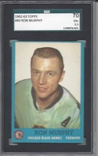 1962-63 Topps hockey card #40 Ron Murphy, Chicago Blackhawks graded SGC 70 5.5