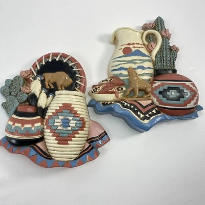 HOME INTERIORS SOUTHWESTERN LOOK PLAQUE WALL HANGING #3374 1B & 2b Desert Decor - Image 1 of 4