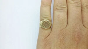 14k yellow gold nugget style ring LADY LIBERTY GOLD COIN. Pinky ring - Picture 1 of 6