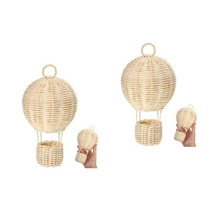 Confezione 2 Paralumi Mongolfiera Rattan Bambini Vimini Mini - Foto 1 di 12