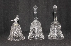 Campanas de mano de vidrio prensado transparente (3) patrón floral de diamante Starburst mango para pájaros - Imagen 1 de 11
