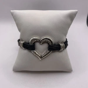 Brighton Silver Tone Adjustable Heart Charm Pendant Rope Bracelet (15.73g) - Picture 1 of 17