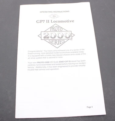 Life Like Proto 2000 Model Railroad Instruction Sheet Only GP-7 Locomotive - Image 1 of 3