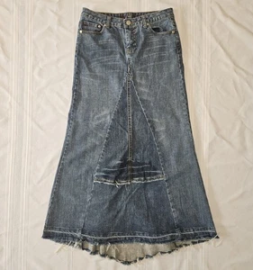 Vintage Y2K Mis Bisou Maxi Denim Skirt High Low Size5 - Picture 1 of 24