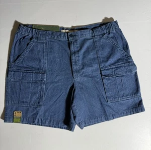 Savane Hiking Trail Cargo Shorts Mens 42 Blue Denim Elastic Waist Tech Pocket - Picture 1 of 6